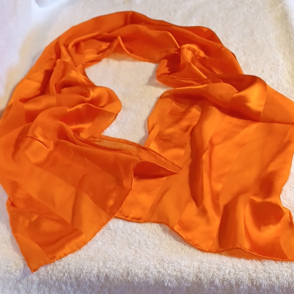 Silk scarf 12x60 inches orange New with tags ECHO